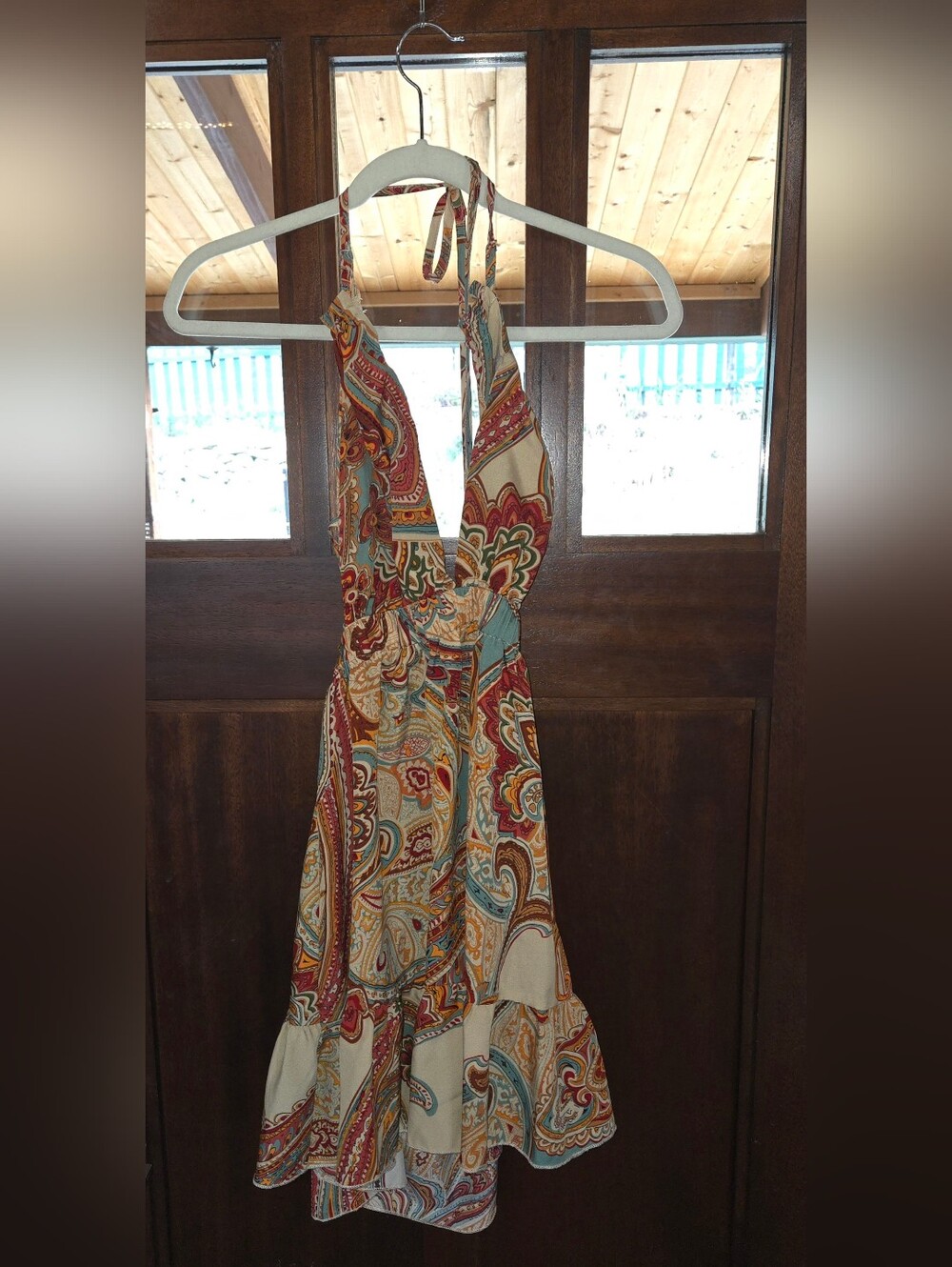 Women's Boho Paisley Halter Dress – Size Medium